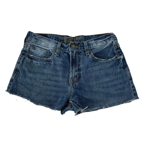 American Eagle Jean Shorts Cut Offs Denim Blue Size 32 Waist Mid Rise Casual - Picture 1 of 7